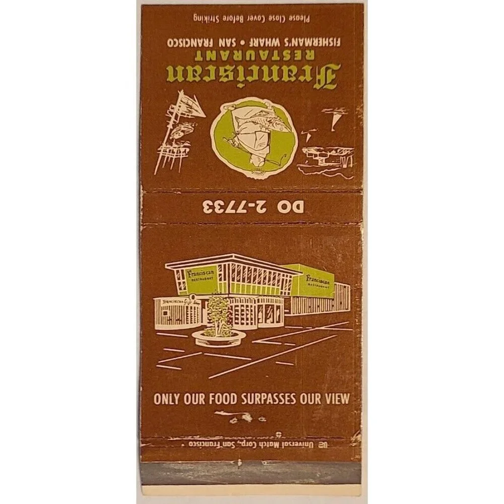 Vintage Matchbook Cover Franciscan Restaurant Fisherman’s Wharf San Francisco - Picture 2 of 5